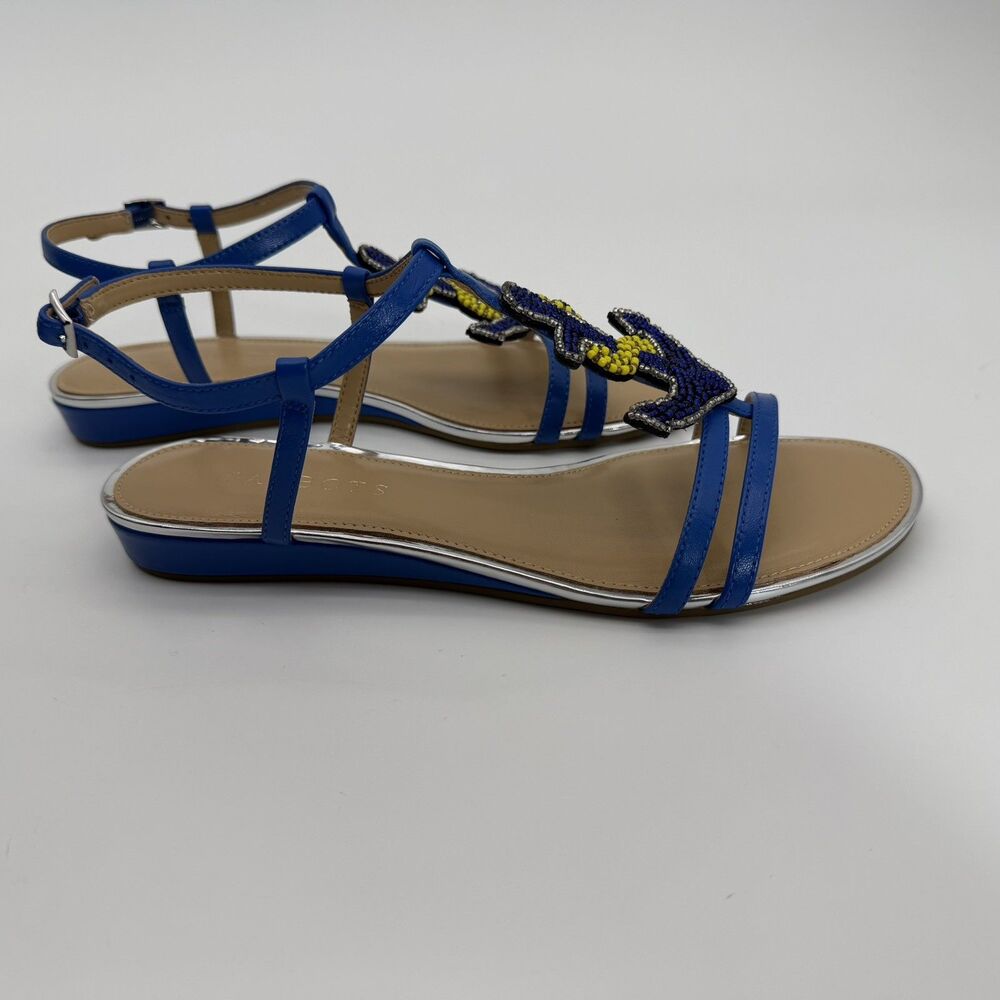 Talbots Beaded Anchor Flat Ankle Strap Sandals Nautical Tropical Sz 7 New in Box - Picture 2 of 7